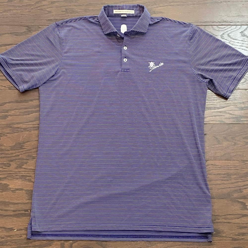 Holderness & Bourne The Sands Purple Striped Golf Polo Southern Hills - Size L